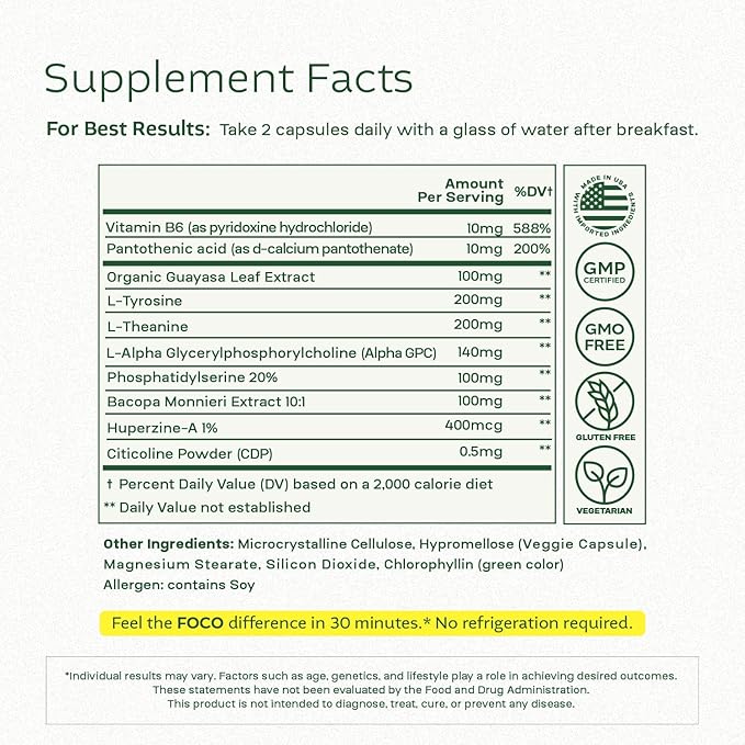 Think Foco Brain Supplement – Focus, Memory & Mental Clarity Support | 60 Capsules