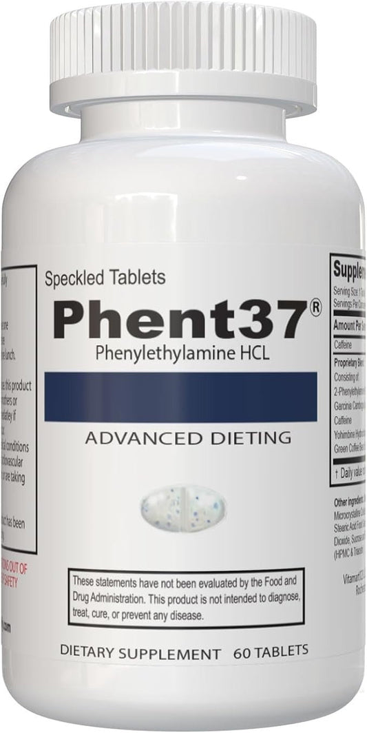 Phent37 PEA (Phenylethylamine HCL) Supplement – Energy & Weight Support, 60 Tablets