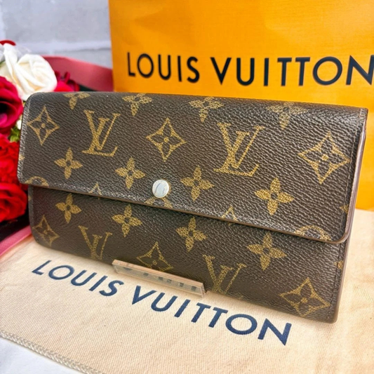 Authentic Louis Vuitton Monogram Portefeuille Sarah Brown Long Wallet M61734