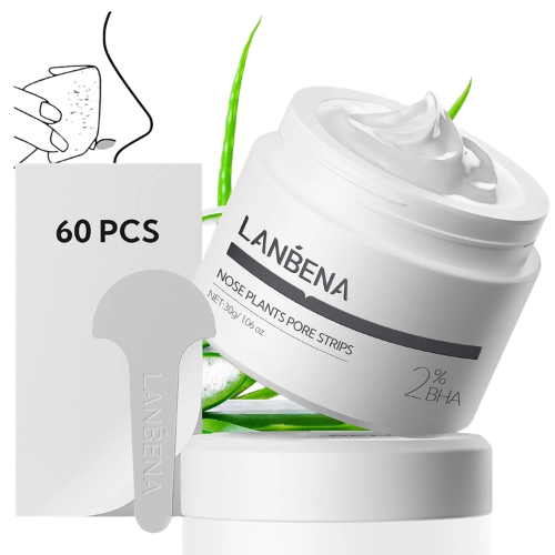 LANBENA 2.0 Blackhead Nose Plants Pore Strips(1.03 Oz), 60pcs Nose Strips for Bl