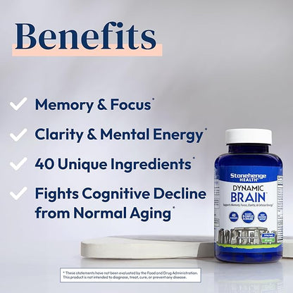 Stonehenge Health Dynamic Brain – Memory, Focus & Mental Clarity Supplement | 41 Nootropic Ingredients