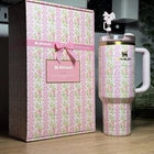 40oz Floral Insulated Tumbler Cup with Handle & Straw – Limited Edition Design